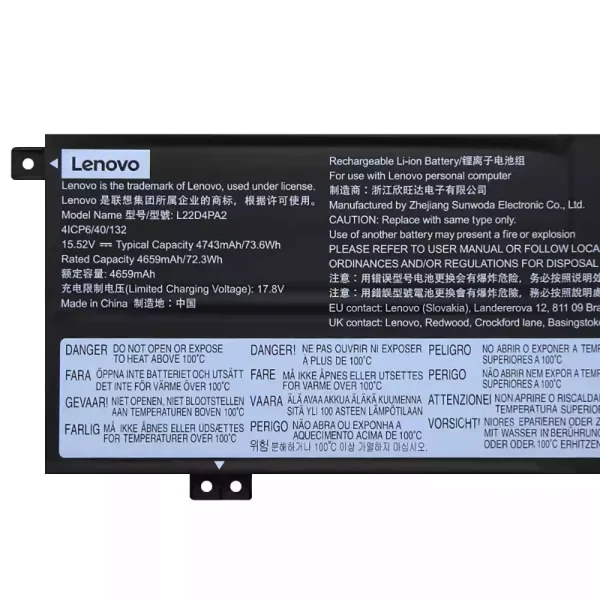 Batteri til bærbar computer LENOVO L22C4PA2 L22D4PA2 L22M4PA2 - Image 3