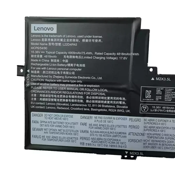 Batteri til bærbar computer LENOVO L22D4PA5 L22C4PA5 L22M4PA5 - Image 3