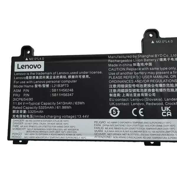 Batteri til bærbar computer LENOVO L21B3P73 SB10W52010 5B10W51909 - Image 3