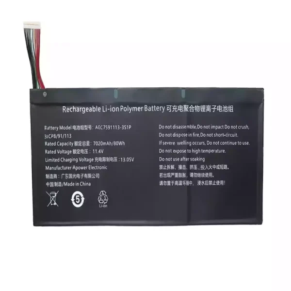 Batteri til bærbar computer AEC7591113-3S1P