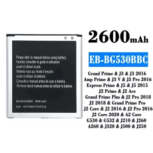 Batteri EB-BG530BBC til Samsung J3/J3 2016/J3 V/J3 Pro 2016/J5/J5 2015/J2 Ace/J2 Pro 2018/J2 2018/J2 Core/J2 2016/J2 Pro 2016/J2 Core 2020/A2 Core
