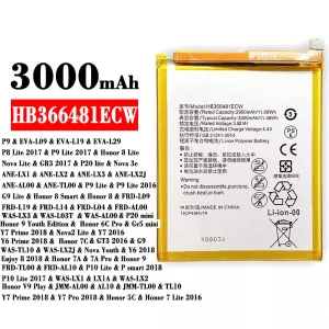 Batteri HB366481ECW til HUAWEI P9 / P8 Lite 2017 / P9 Lite 2017 / Honor 8 Lite / Honor 7C /Enjoy 8 2018 / Honor 7A / 7A Pro / Honor 9 / Honor 6C Pro / Honor 5C / Honor 7 Lite 2016 / GT3 2016 / G9 / P20 mini