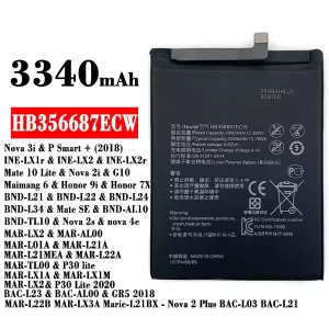 Batteri HB356687ECW til HUAWEI Nova 3i / Mate 10 Lite / Nova 2i / Honor 9i / Honor 7X / Nova 2s / nova 4e/P30 lite / P30 Lite 2020 /