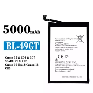 Batteri BL-49GT til Tecno Camon 17 1 CG6 / CG7 / SPARK 9T / KH6 / Camon 19 Neo / Camon 18 /CH6
