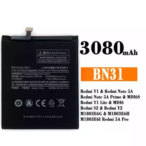 Batteri BN31 til Xiaomi Redmi Y1 / Redmi Note 5A /Redmi Y1 Lite / Redmi S2 / Redmi Y2 / Redmi 5A Pro