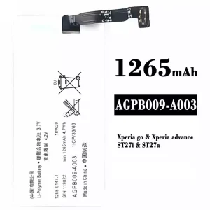 Batteri AGPB009-A003 til Sony Xperia go / Xperia advance / ST27i / ST27a