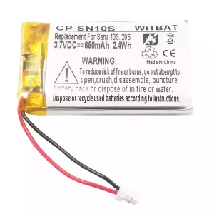 Nyt batteri til hovedtelefoner Sena 10S,20S,Sena 30K SP46,Sena Tufftalk Lite,Sena 10S-01,Sena 20s-01,Sena 20s evo,Sena 30K-01D,802540